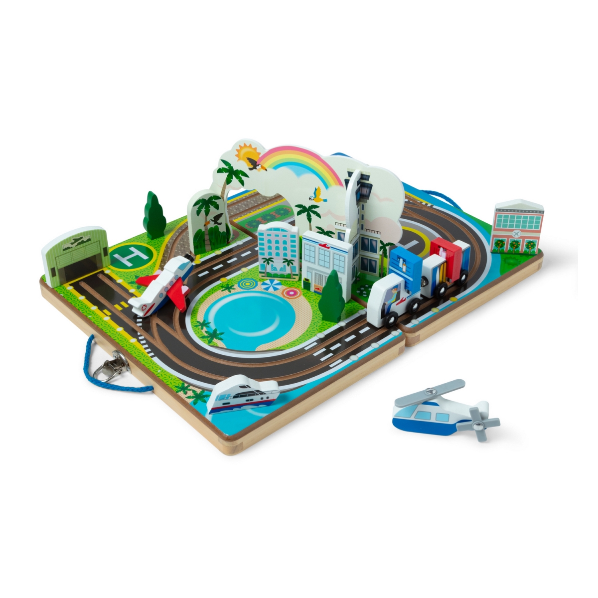 Melissa & Doug Airport Play Set with Wooden Storage Case and Vehicles
