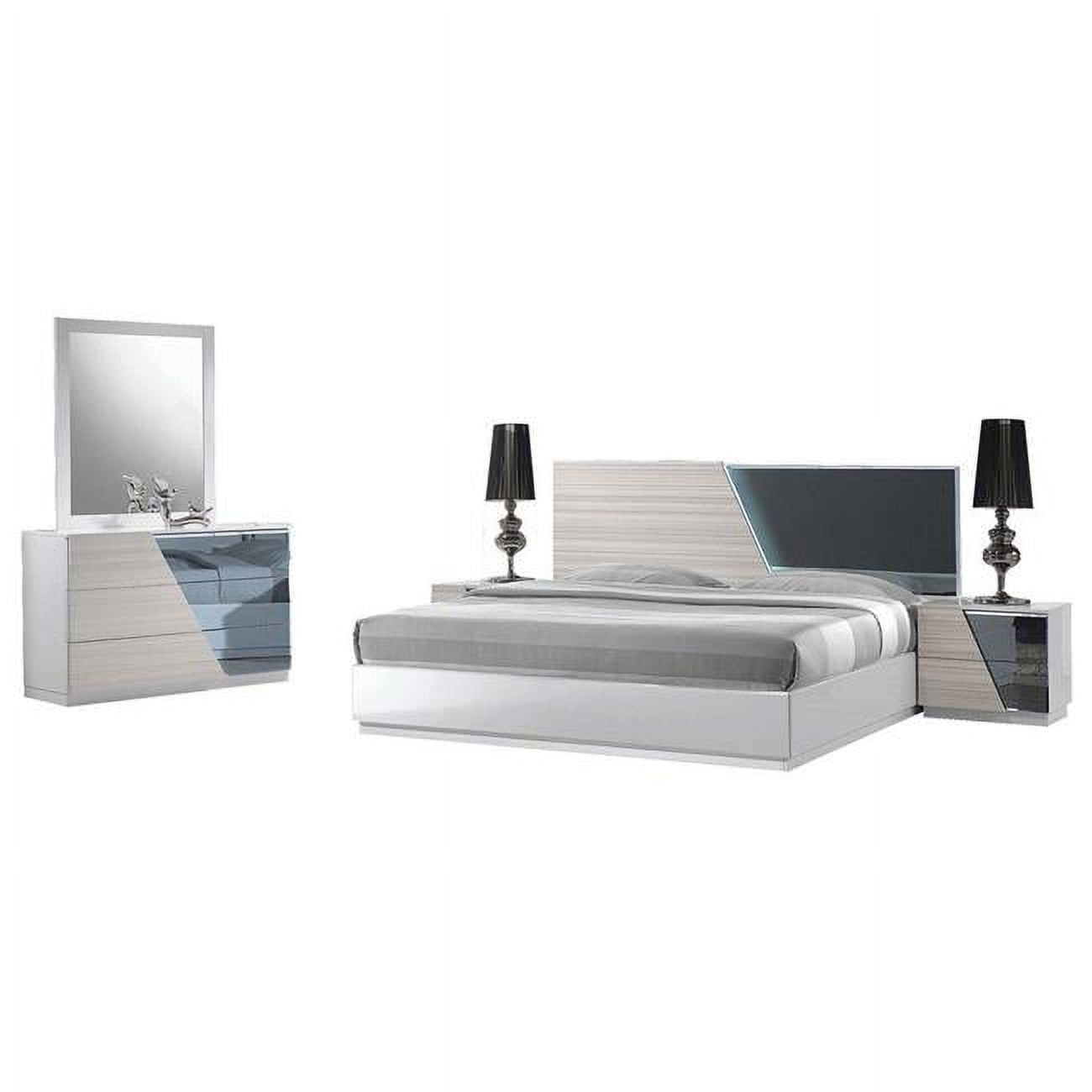 5 Piece Manchester California King Bedroom Set Collection, Zebra Grey
