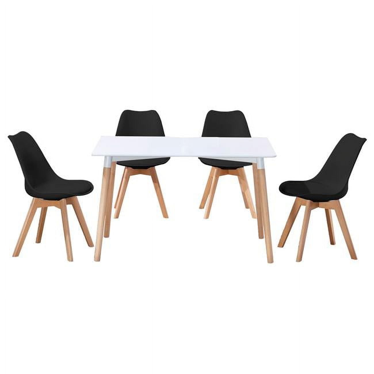 G01 5 Pcs Black Dinette Set 5 Piece Mid Century Modern Dining Set, Black