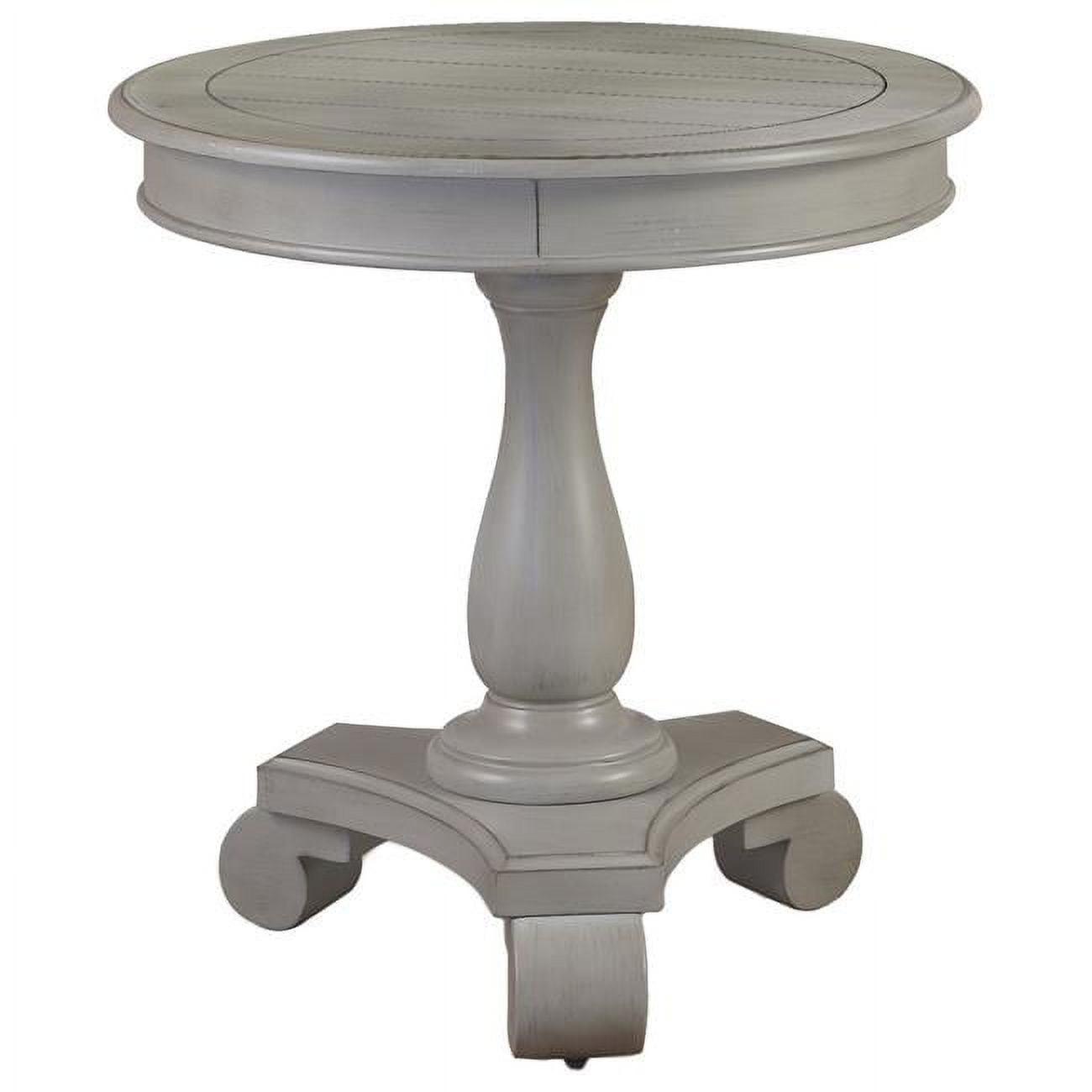 Hene Transitional Antique Living Room Round End Table, Grey