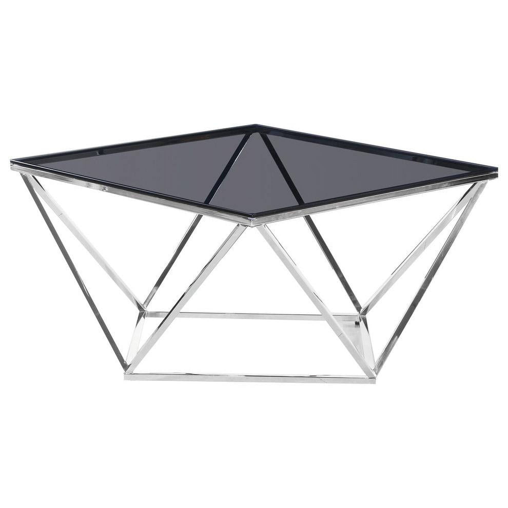 Angled Square Smoked Glass Coffee Table, Silver