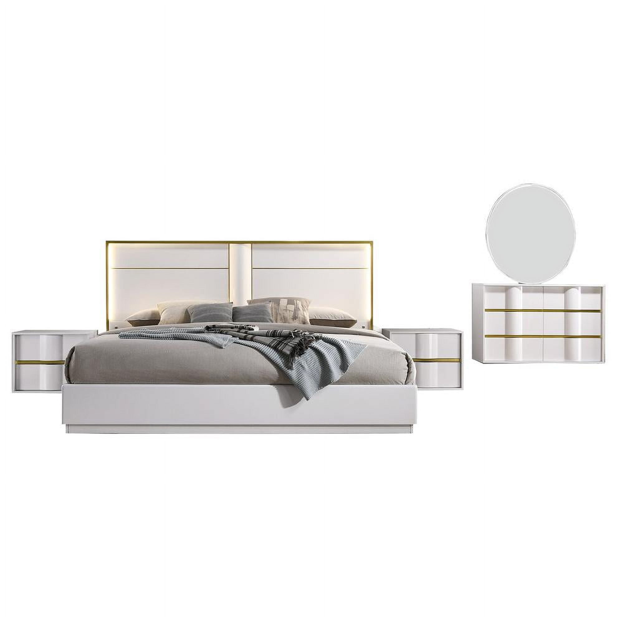 5 Piece Havana White with Gold Trimming Bedroom Set - King