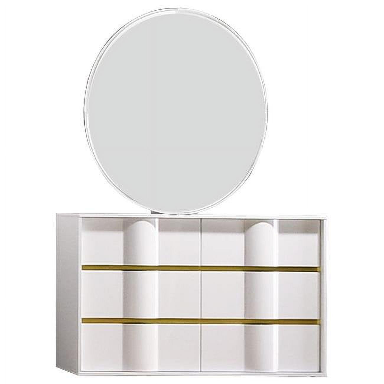 Havana Dresser & Mirror Havana White with Gold Trimming 6 Drawer Dresser & Mirror -  Best Master Furniture, Havana Dresser and Mirror