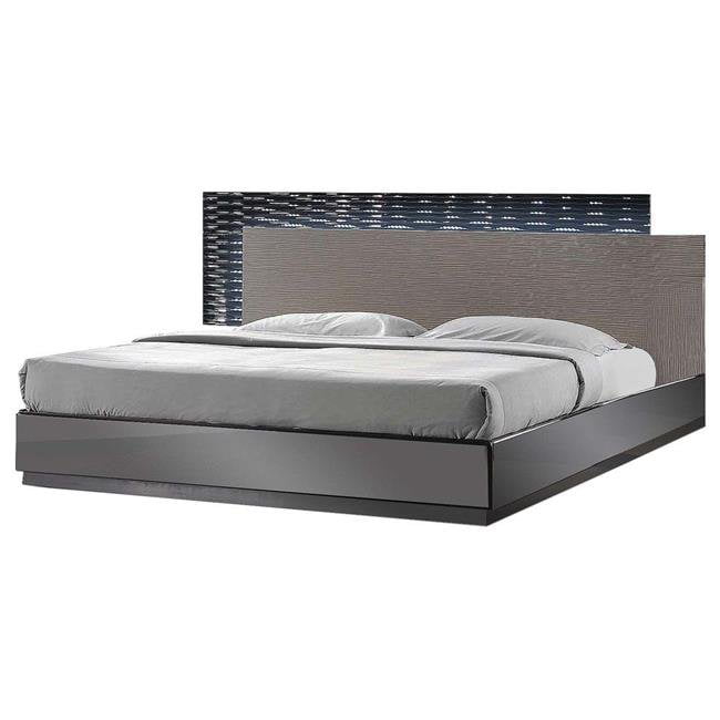 Romania Eastern King Bed Romania Platform King Bed, Black & Zebra Grey