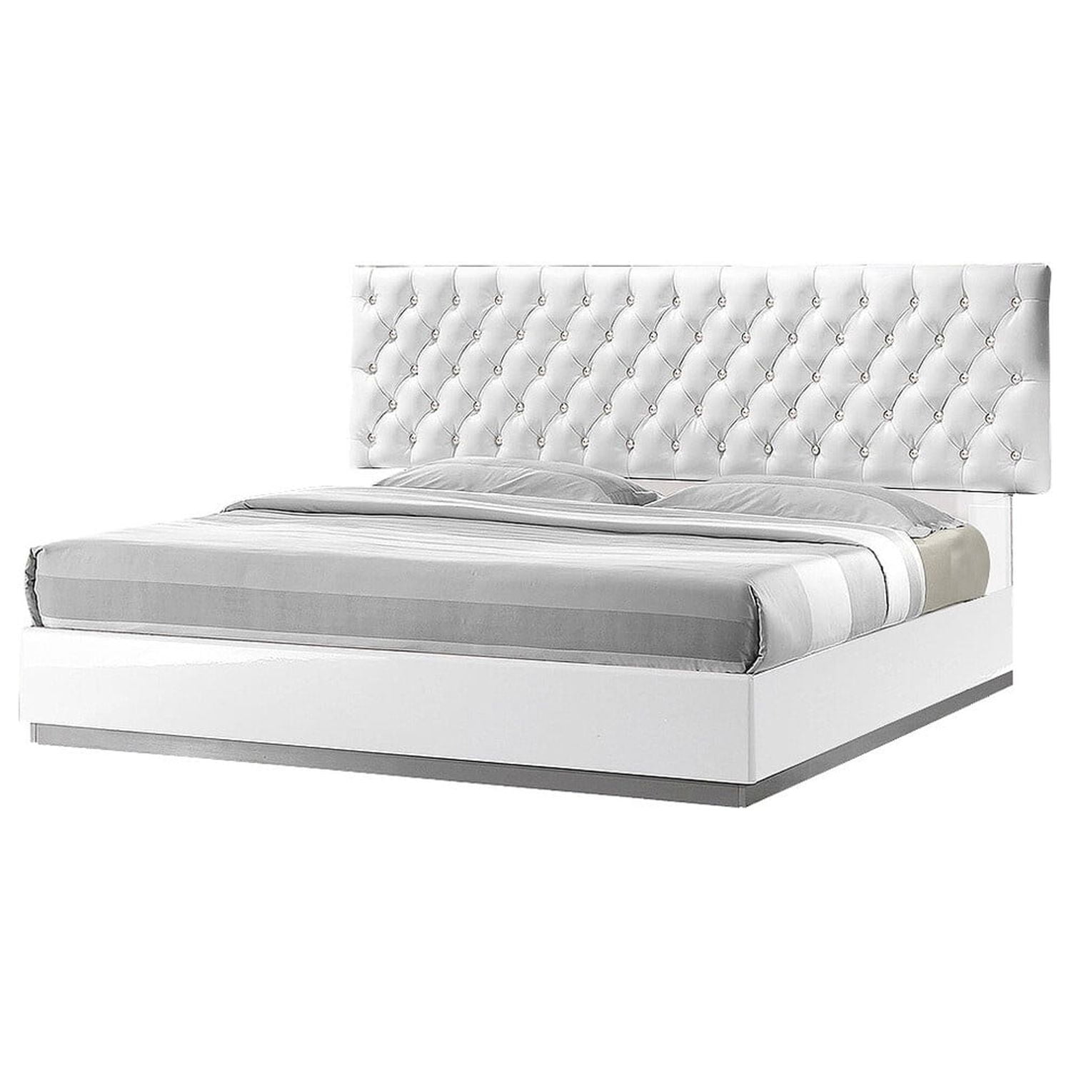 Seville White Tufted Platform Queen Bed