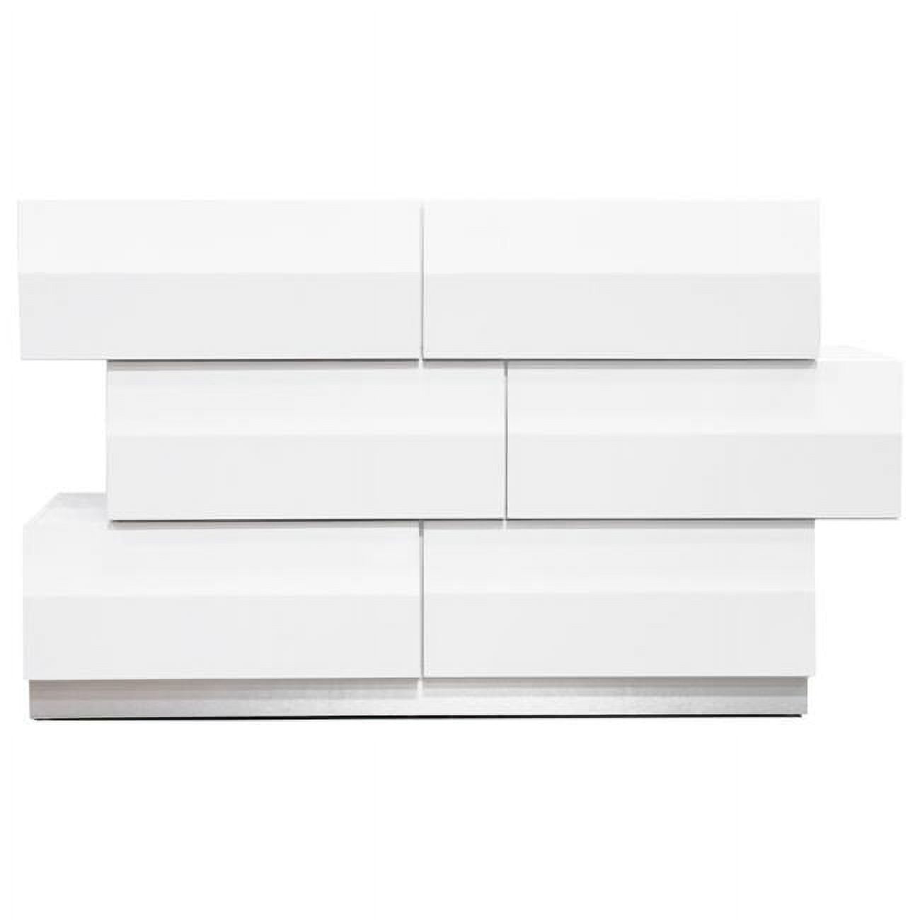 Spain Modern White Zigzag 6 Drawer Bedroom Dresser