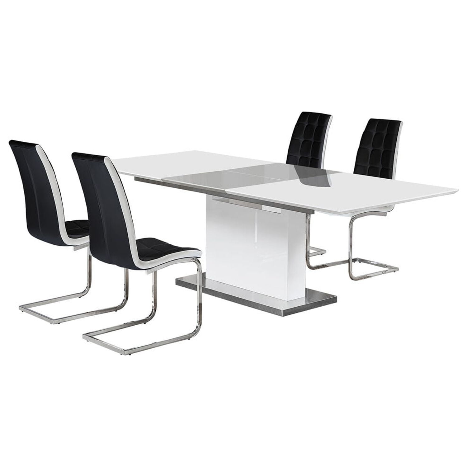 5 Piece Alaskan Extendable High Gloss Dining Set, Black