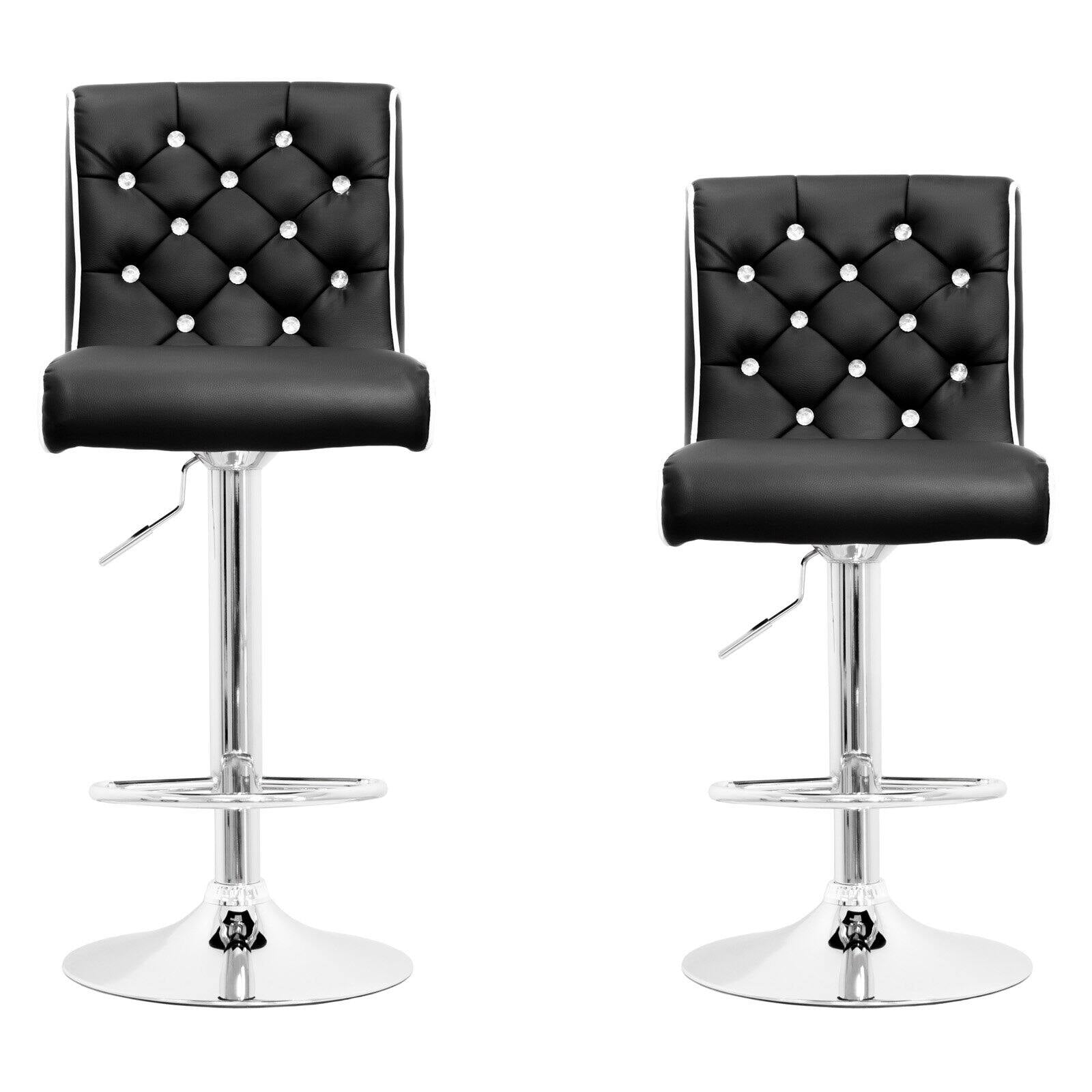 Picture of Best Master Furniture ST8226 Black Modern Swivel Bar Stool with Crystals & Tufted&#44; Black - Set of 2