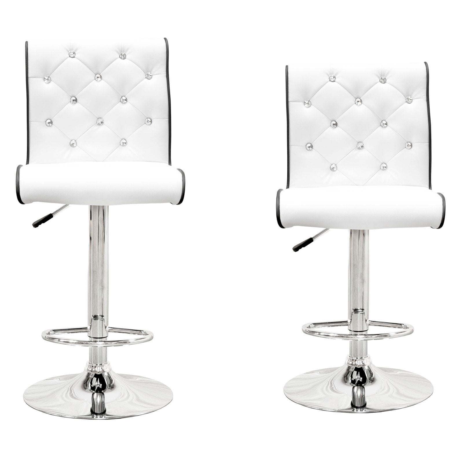 Picture of Best Master Furniture ST8226 White Modern Swivel Bar Stool with Crystals & Tufted&#44; White - Set of 2