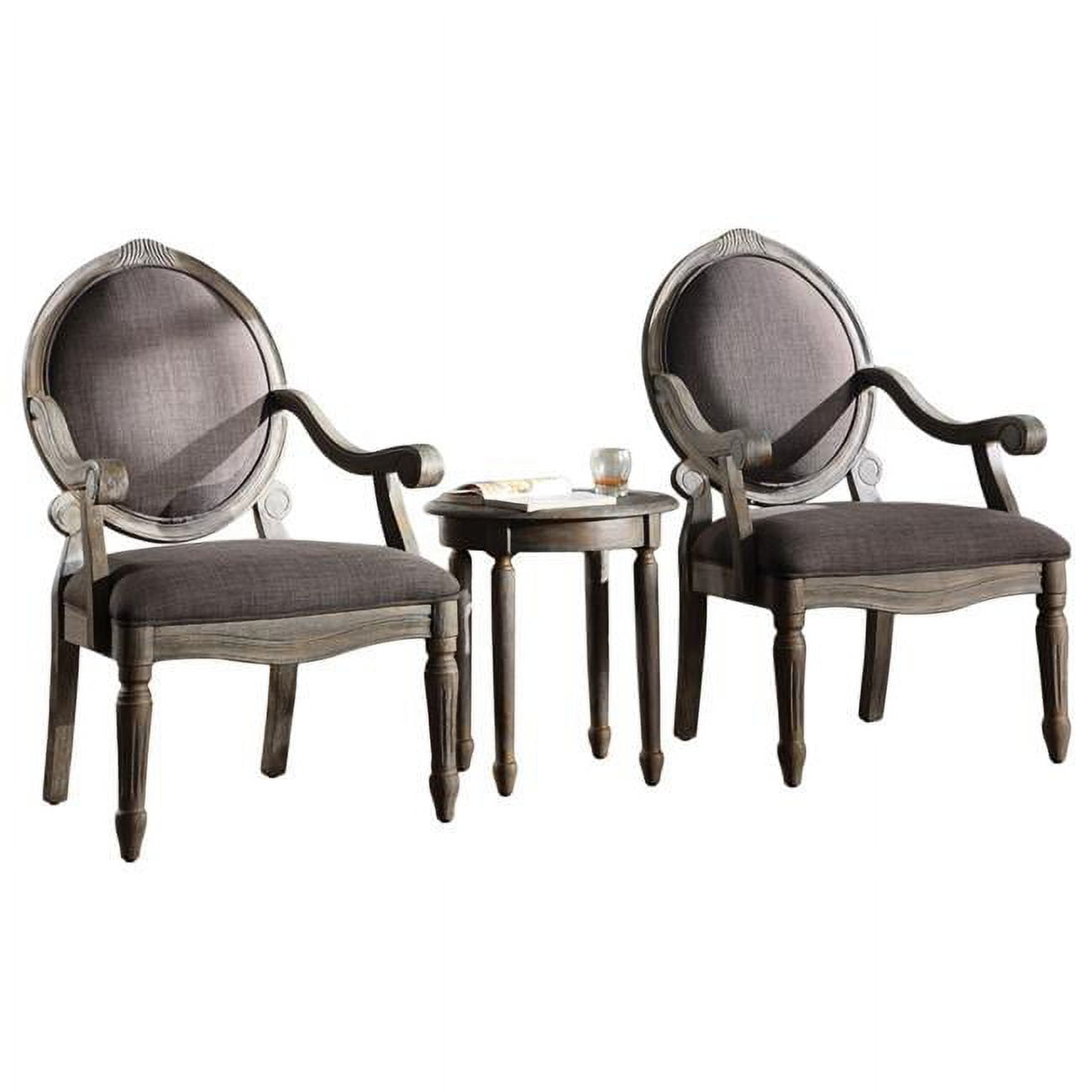 KF0025 3 Piece Traditional Living Room Accent Chair Set, Antique Grey -  Best Master Furniture