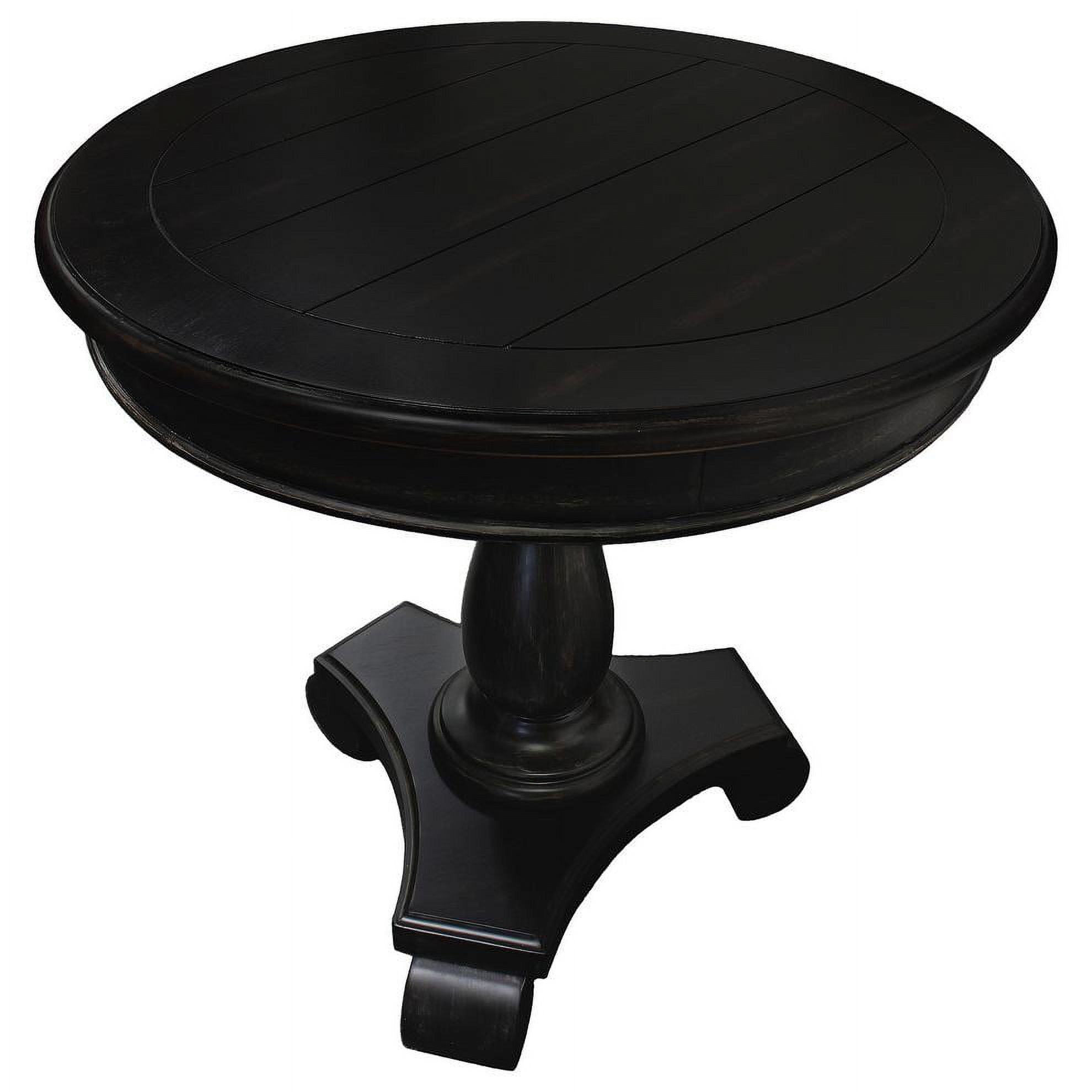 Hene Transitional Antique Living Room Round End Table, Black