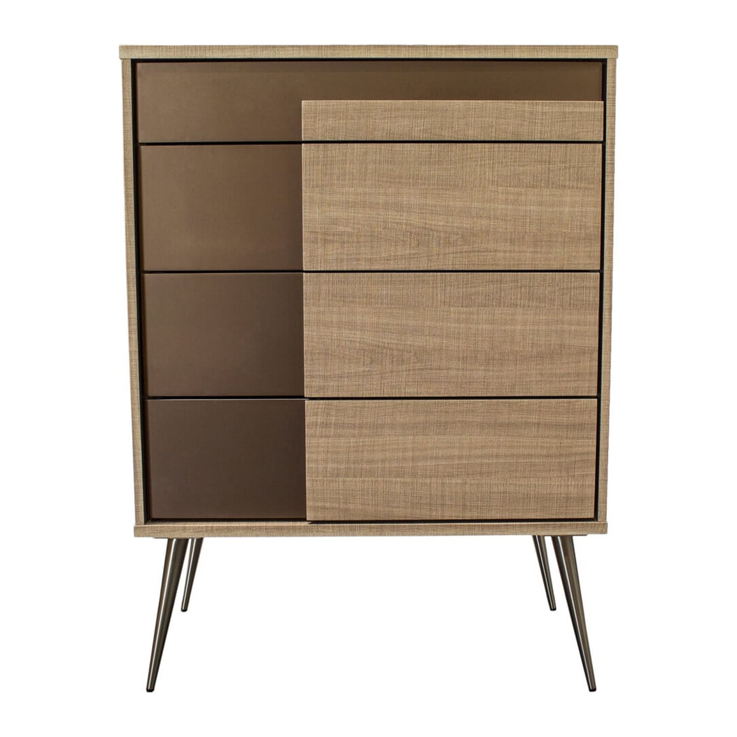 Brazil Midcentury Modern Taupe & Bronze 4 Drawer Chest