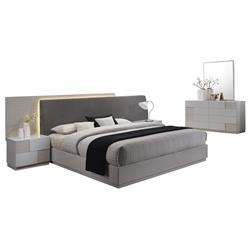 Naple 5 Pcs California King Set 5 Piece Naple Silver & Line Gray Modern Platform California King Bedroom Set