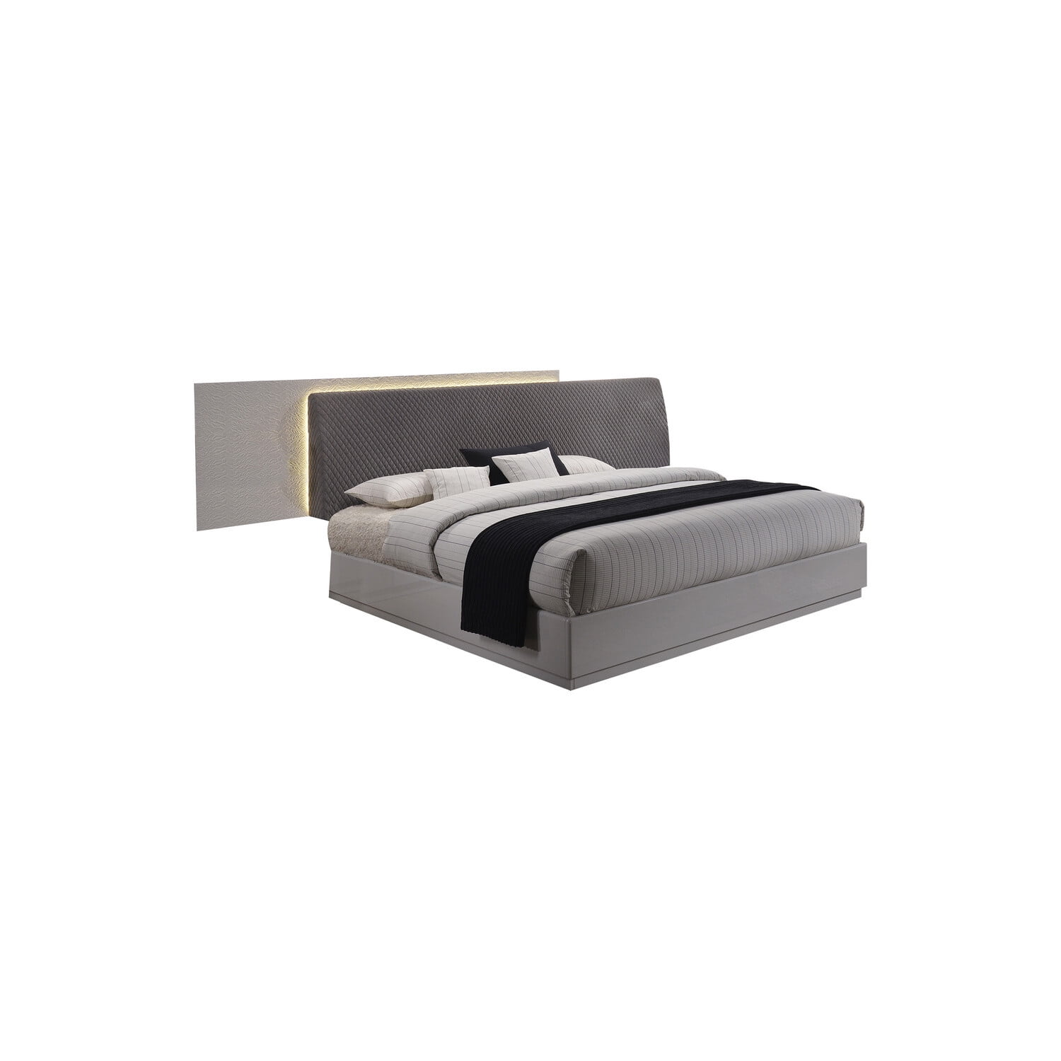 Naple Gray & Silver Line Modern Platform King Bed