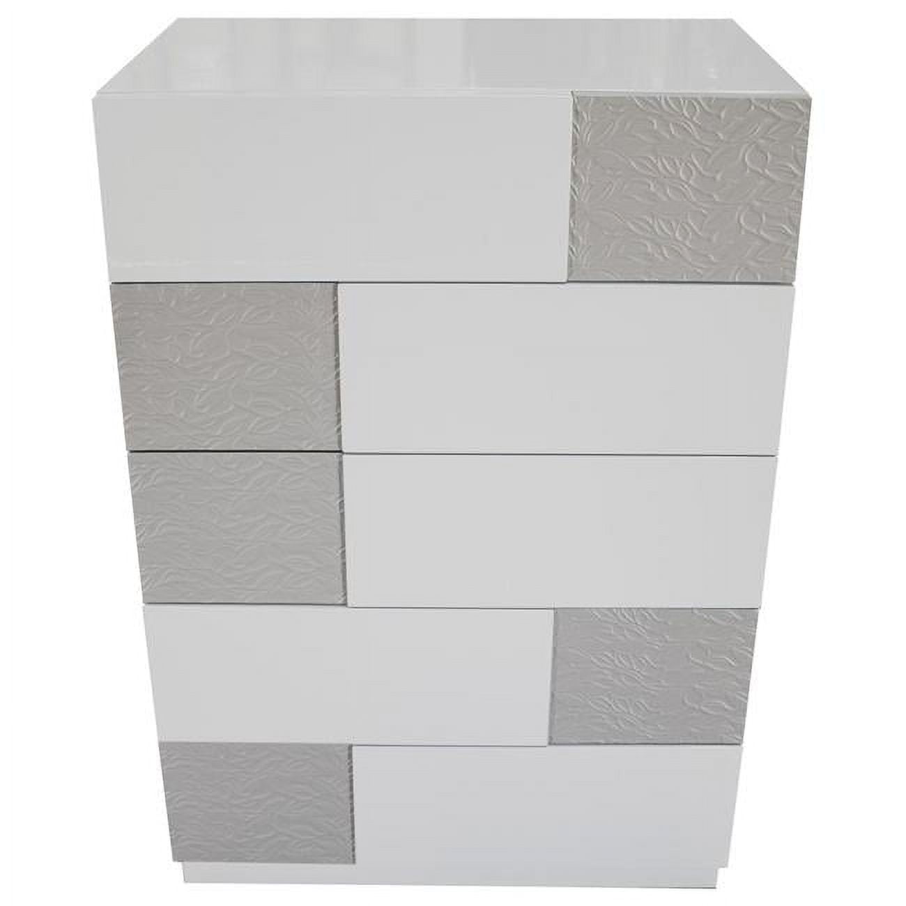 Naple Gray & Silver Line 5 Drawer Chest
