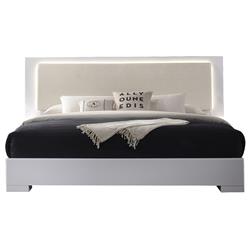 Athens Eastern King Bed Athens White Lacquer Platform King Bed with LED Lighting