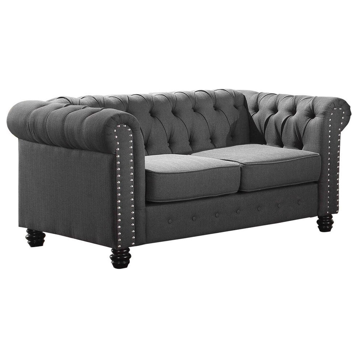 Venice Upholstered Living Loveseat, Charcoal