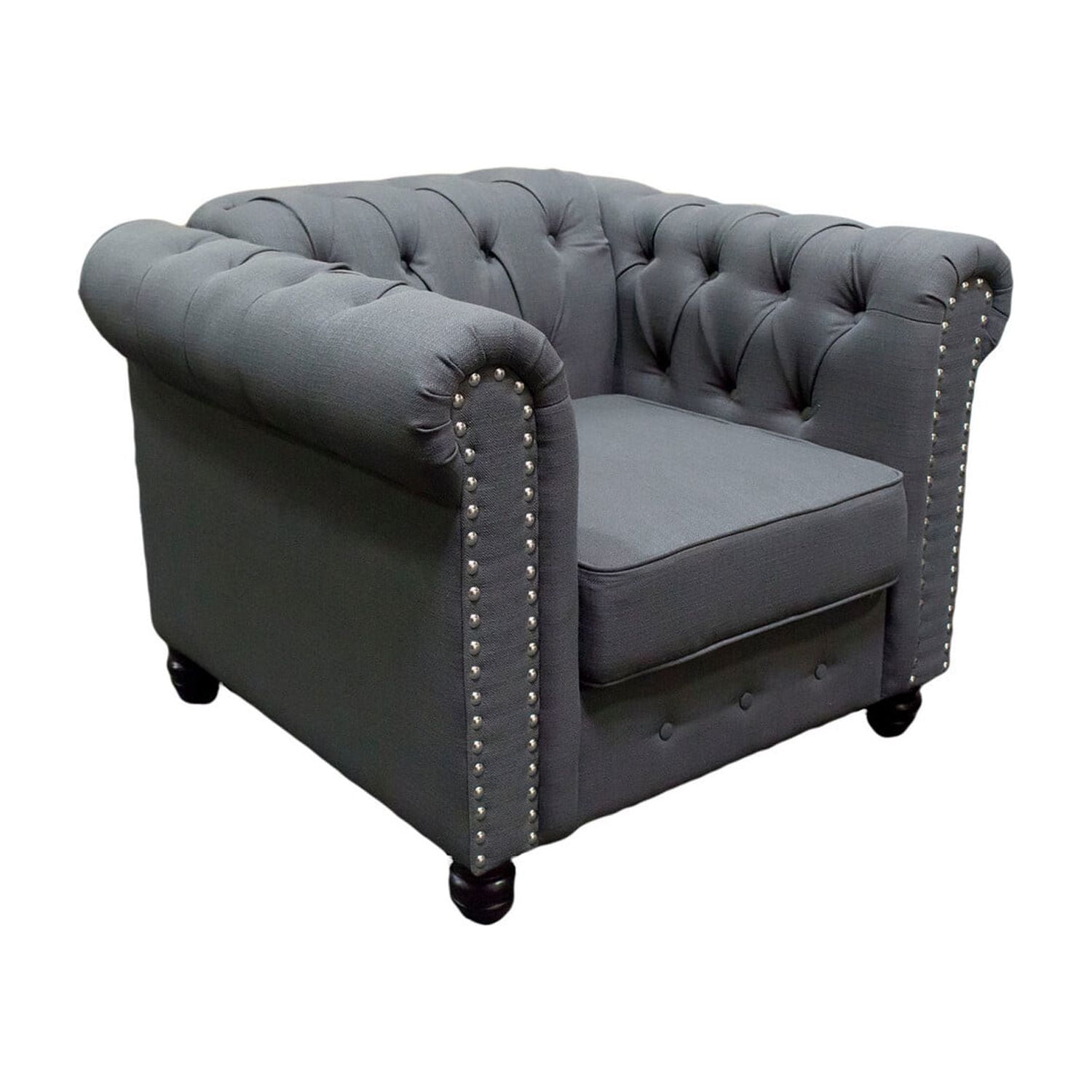 Picture of Best Master Furniture YS001 Charcoal Chair Venice Upholstered Living Arm Chair, Charcoal