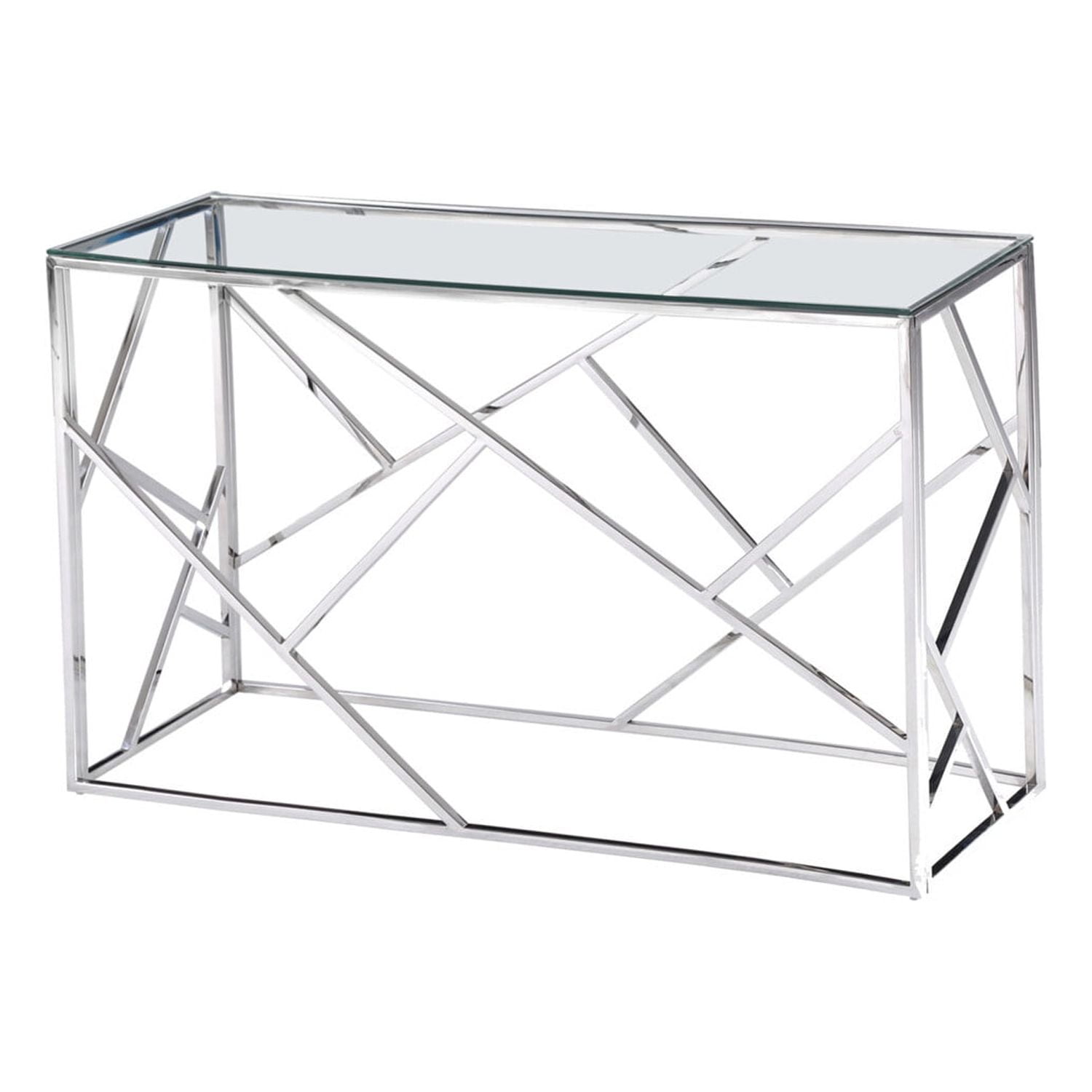 Picture of Best Master Furniture E26 Silver Sofa Table Stainless Steel Living Room Silver Sofa Table