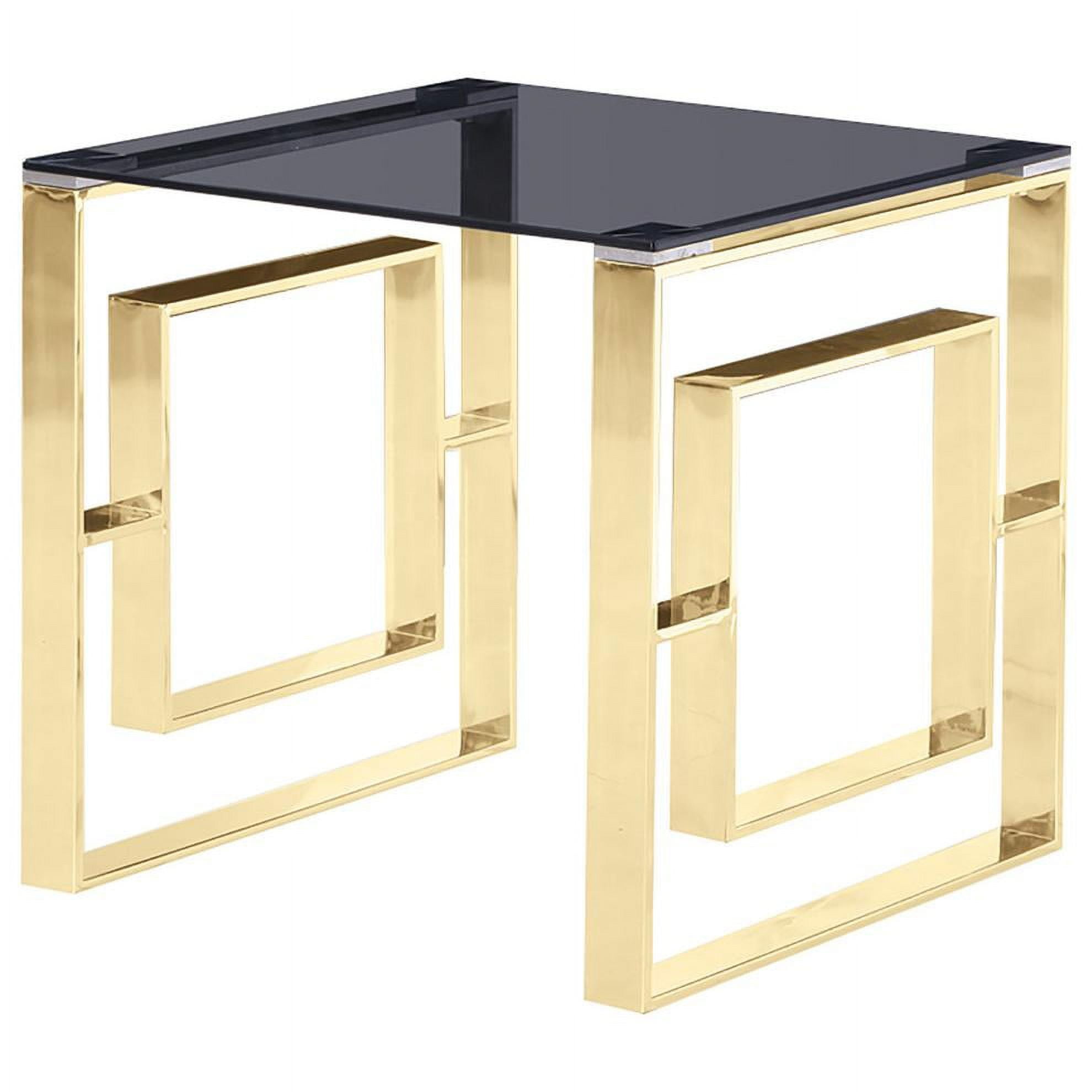 Smoked Glass Living Room Gold End Table