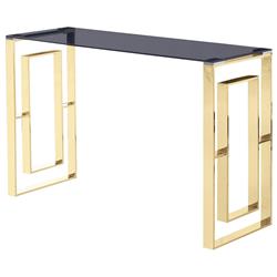 Picture of Best Master Furniture E28 Gold Sofa Table Smoked Glass Living Room Gold Sofa Table