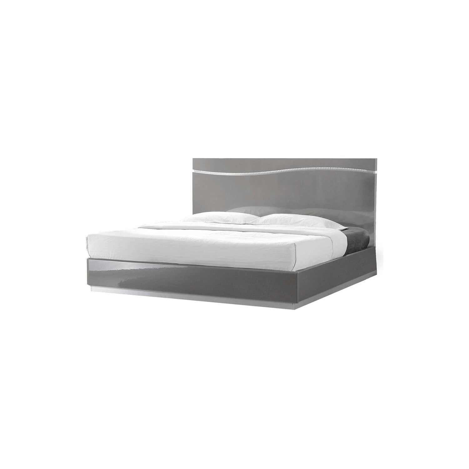 Leon Queen Bed Leon Gray with Silver Base Platform Queen Bed