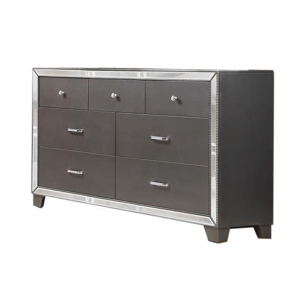 Picture of Best Master Furniture B1004 Dresser Beronica Dark Grey Mirrored Dresser, Sedona Silver