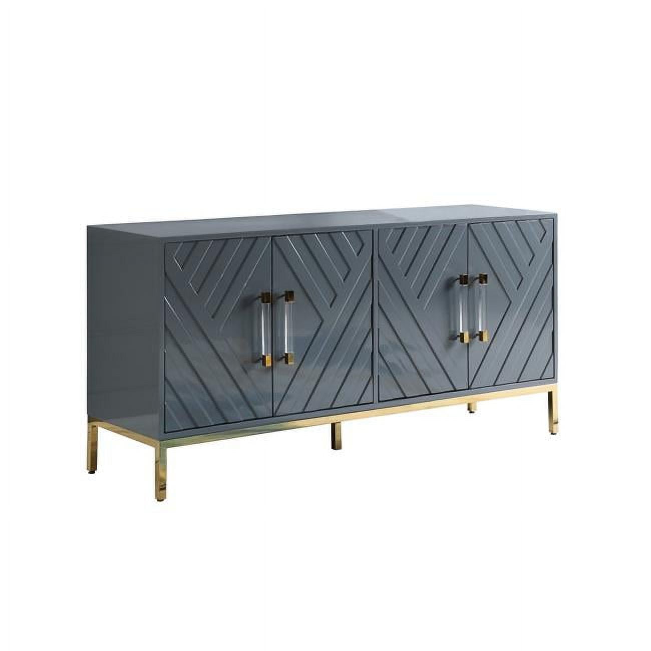 Picture of Best Master Furniture T1942 Grey Sideboard Junior Grey Lacquer With Gold Plated Sideboard