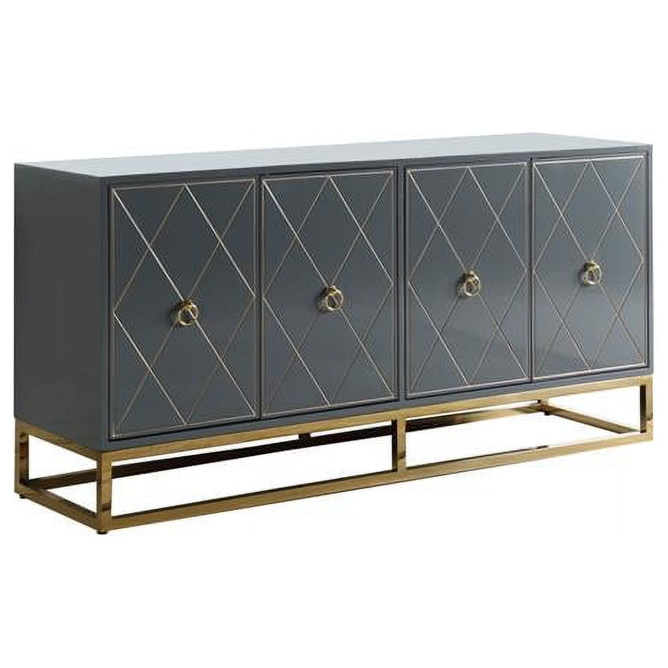 Picture of Best Master Furniture T1943 Grey Sideboard Senior Grey Lacquer With Gold Plated Sideboard