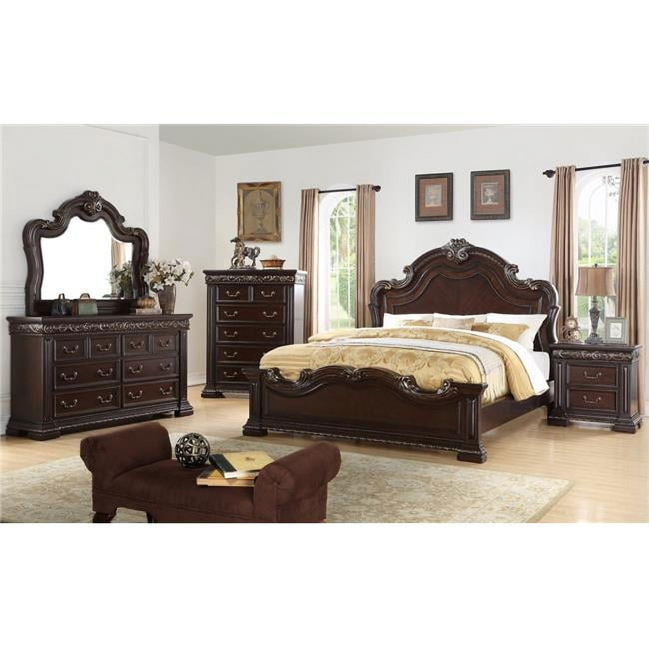 Picture of Best Master Furniture B1005 5PC Eastern King Set Africa Dark Cherry King Size Set - 5 Piece