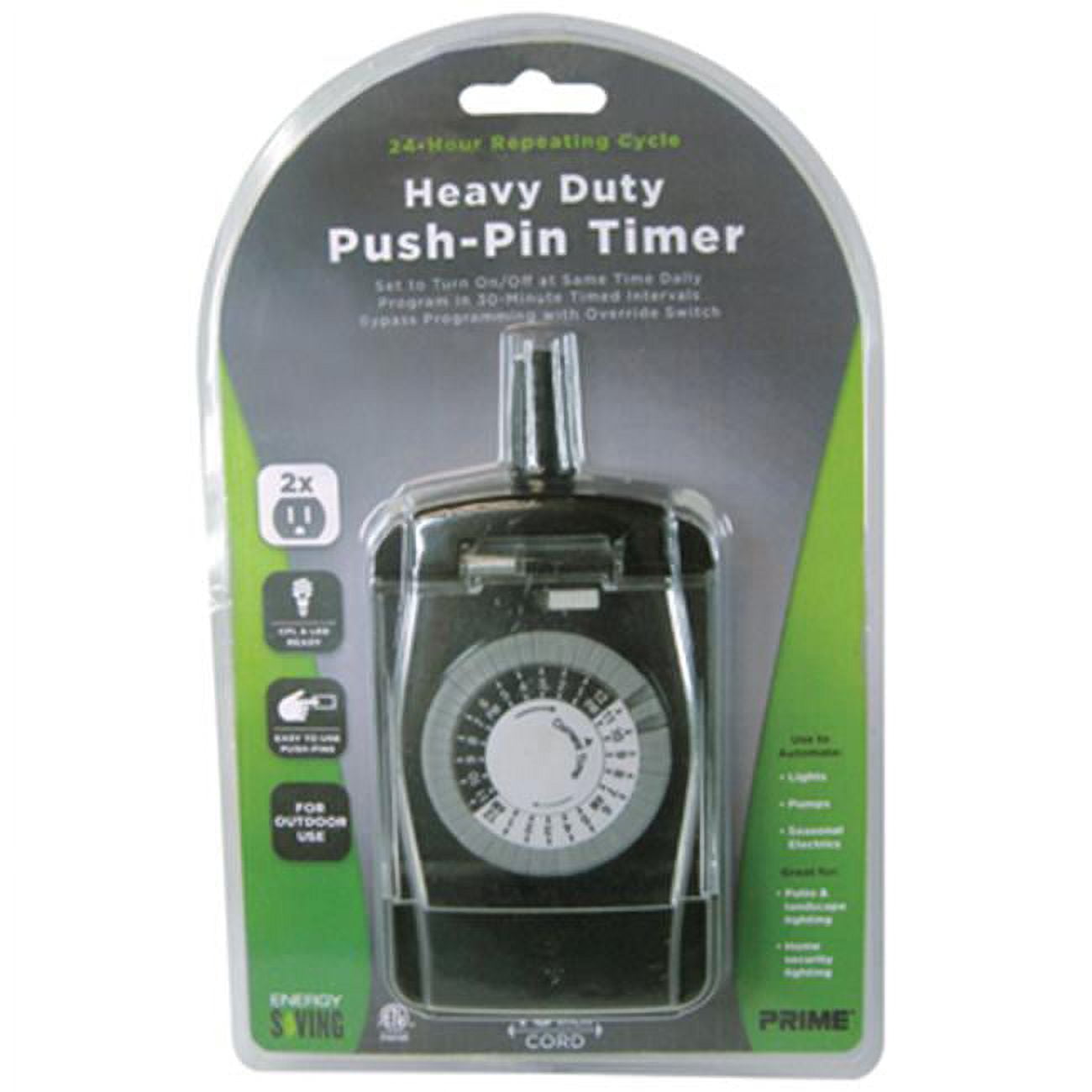 2-Outlet Pigtail with 24 Hour Electro Mechanical Timer - Black