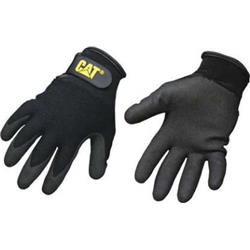 CAT017419L Dipped & Dotted Nitrile Coated Palm Gloves, Gray - Large