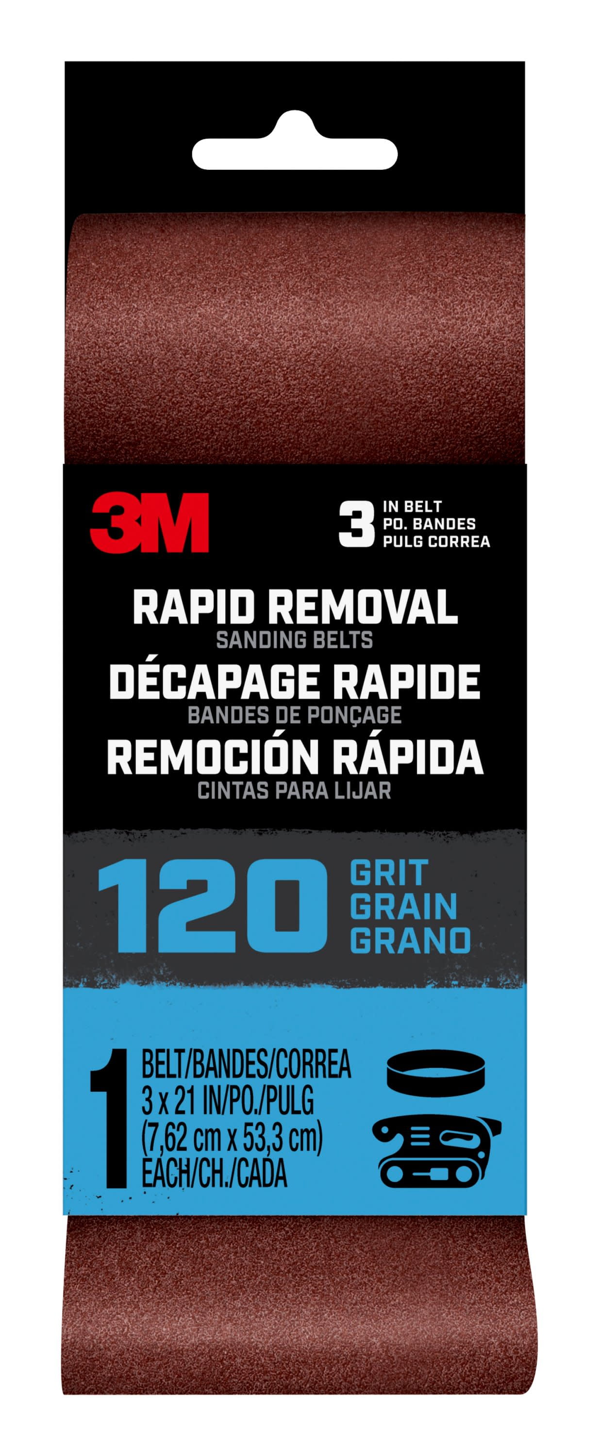 3M Rapid Removal 3 x 21"ch Power Sanding Belt, 120 grit, Belt3x211pk120, 1 pk, 10/case | For Boats | by West Marine
