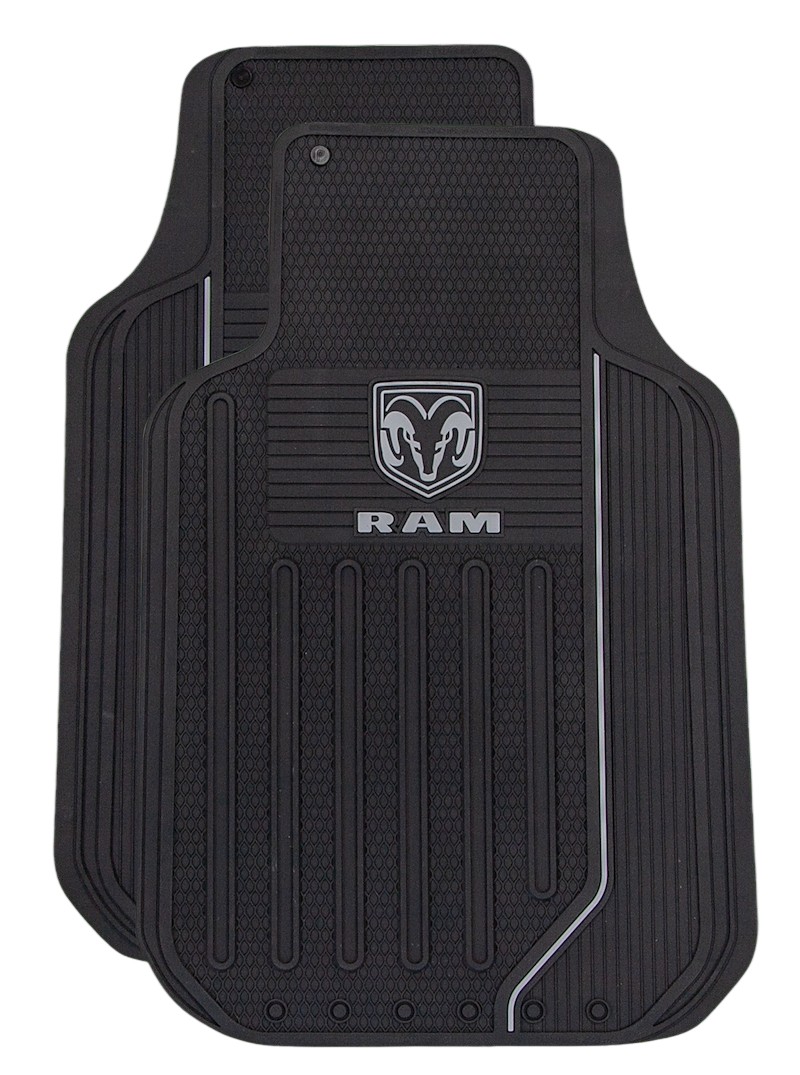 1599R25 001599 Dodge Ram Logo Floor Mats Gray