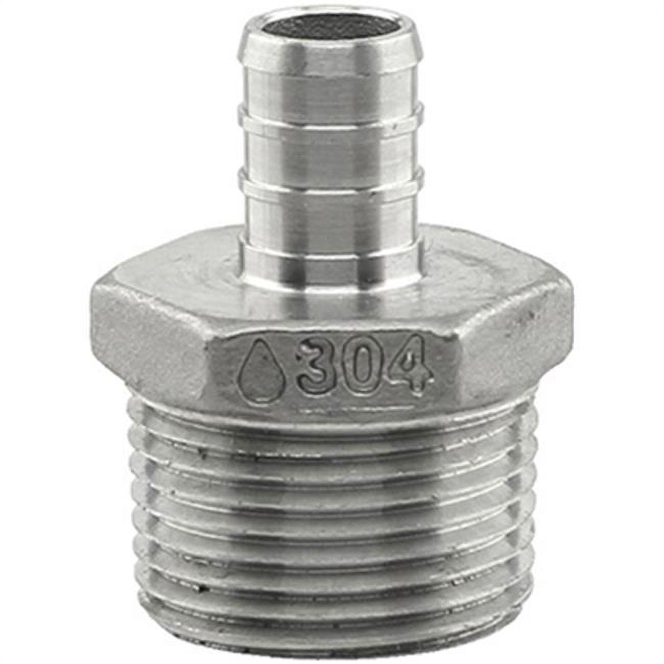 0.5 x 0.75 in. Stainless Steel PEX MPT Adapter