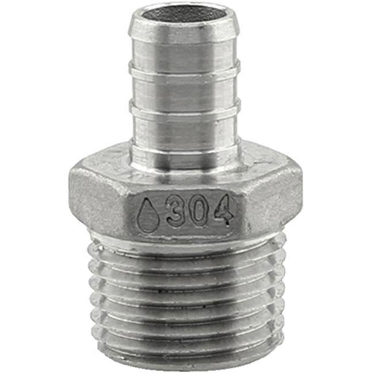 PE-PS-MA07 0.75 x 0.75 in. Stainless Steel PEX MPT Adapter