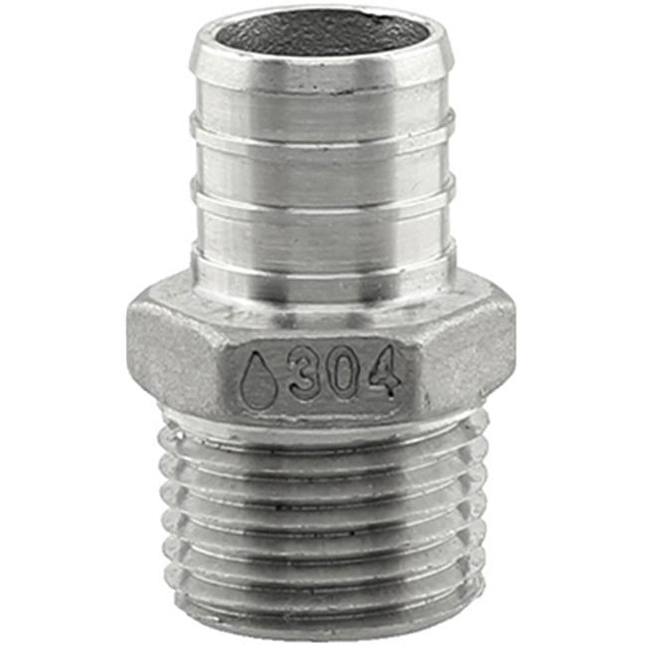 PE-PS-MA0705 0.75 x 0.5 in. Stainless Steel PEX MPT Adapter