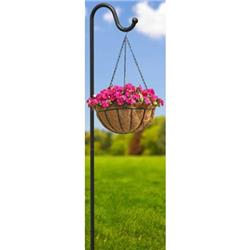 84628 90 in. Heavy Duty Shepherd Hook with Auger Base, Black