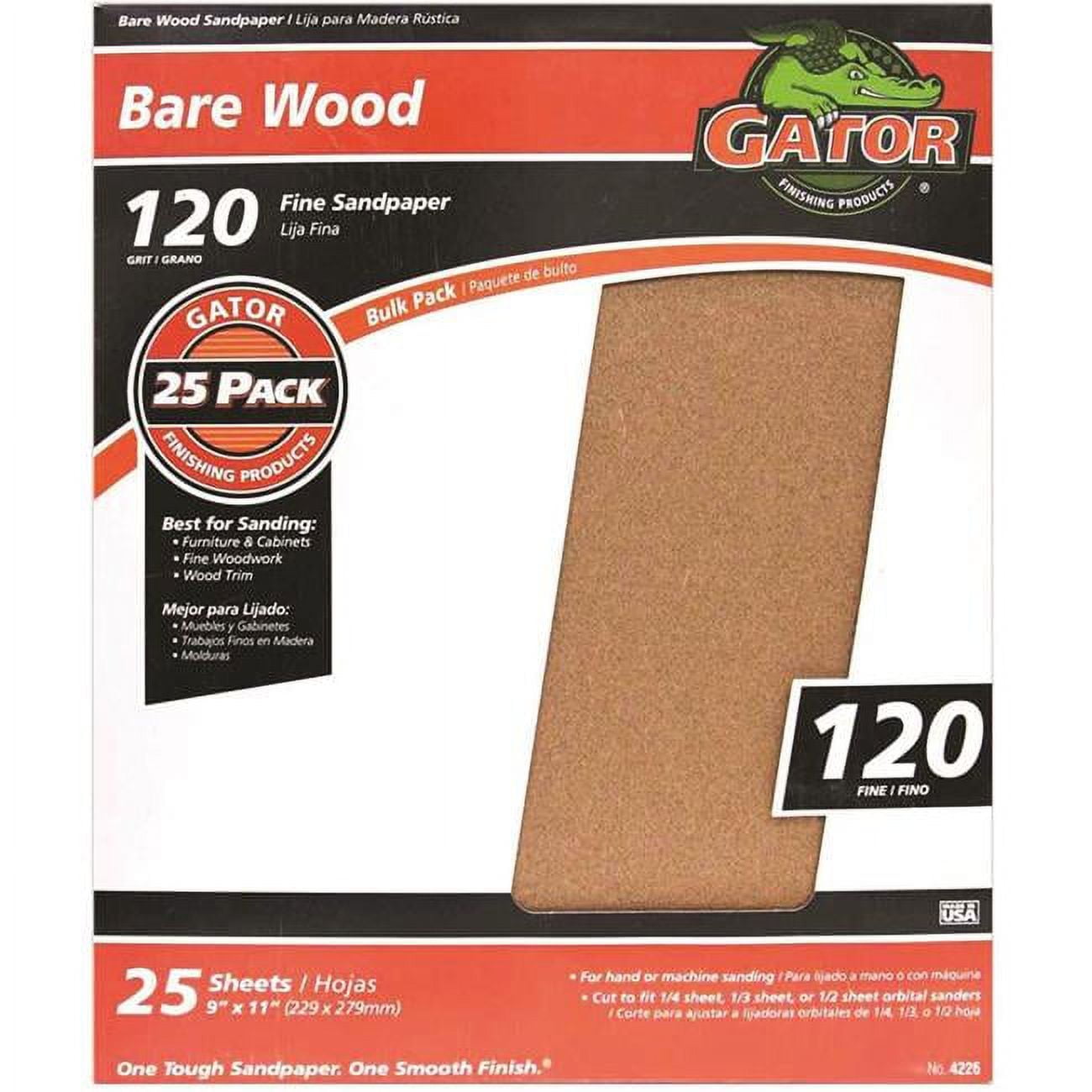 Picture of Ali Industries 3275 9 x 11 in. 120 Grit Bare Wood Sandpaper&#44; Garnet