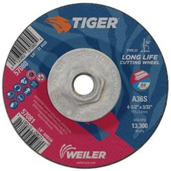 Picture of Weiler 57080 4.5 in. A36S Type 27 Cutting Wheel, Aluminum Oxide