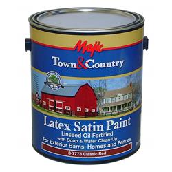 1 gal Majic Town & Country Exterior Latex Satin Paint, Red