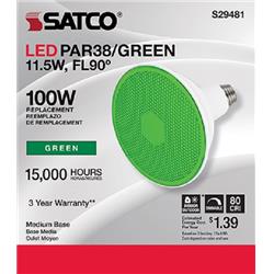 Picture of Satco S29481 11.5W Par38 90 deg Beam Angle Dimmable LED Bulb, Green