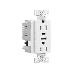 Picture of Eaton Wiring TRUSBAC20V-KB-L 20A Type A USB-C 2 -Pole Outlet&#44; Ivory
