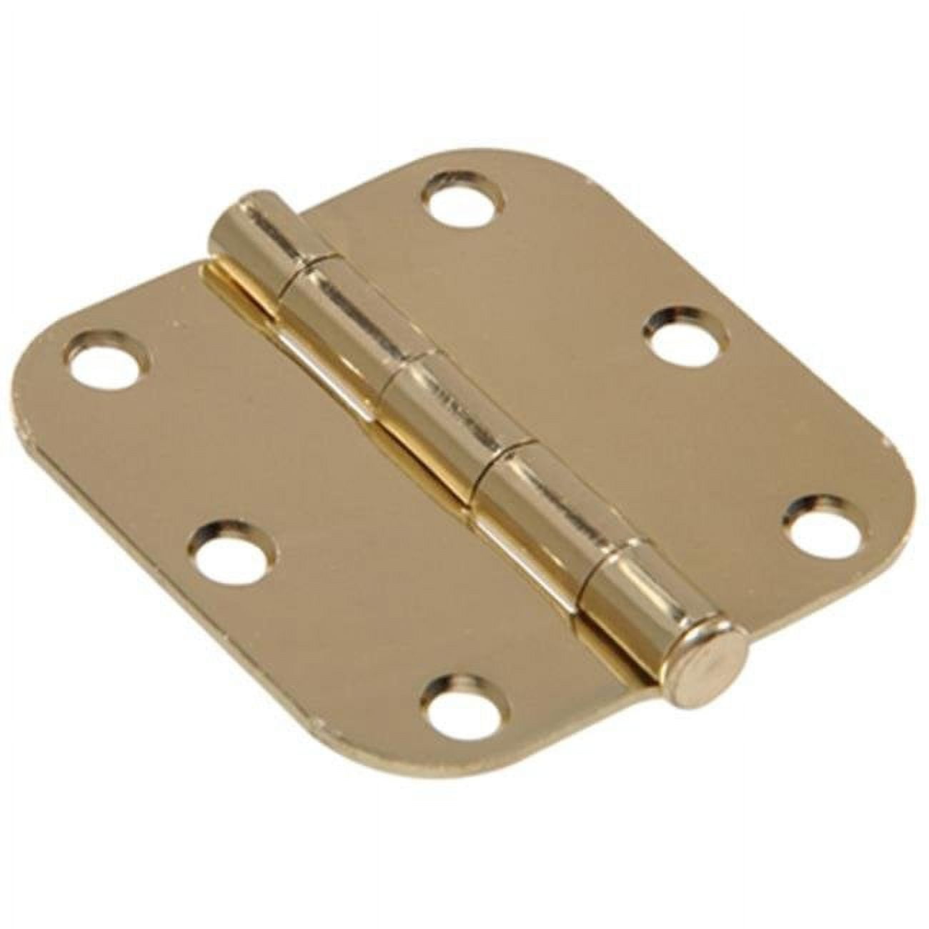 4 in. Residential Door Hinge with 0.62 in. Round Corners, Brass Plated