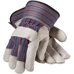 Regular Grade Top Grain Cowhide Leather Palm Glove with Fabric Back, Rubberized Safety Cuff, 12PK