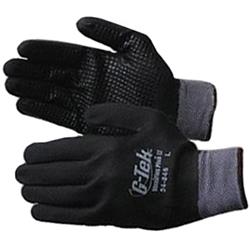 G-Tek MaxiFlex Plus III Gloves, Nitrile Dotted Palm, Fully Black Micro-Foam, 1 Dozen, L