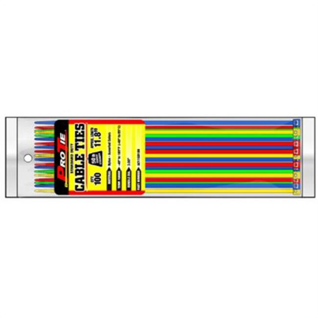 Cable Tie, 15 in L, Red, Nylon 6/6, 50 lb Strength, 100 PK