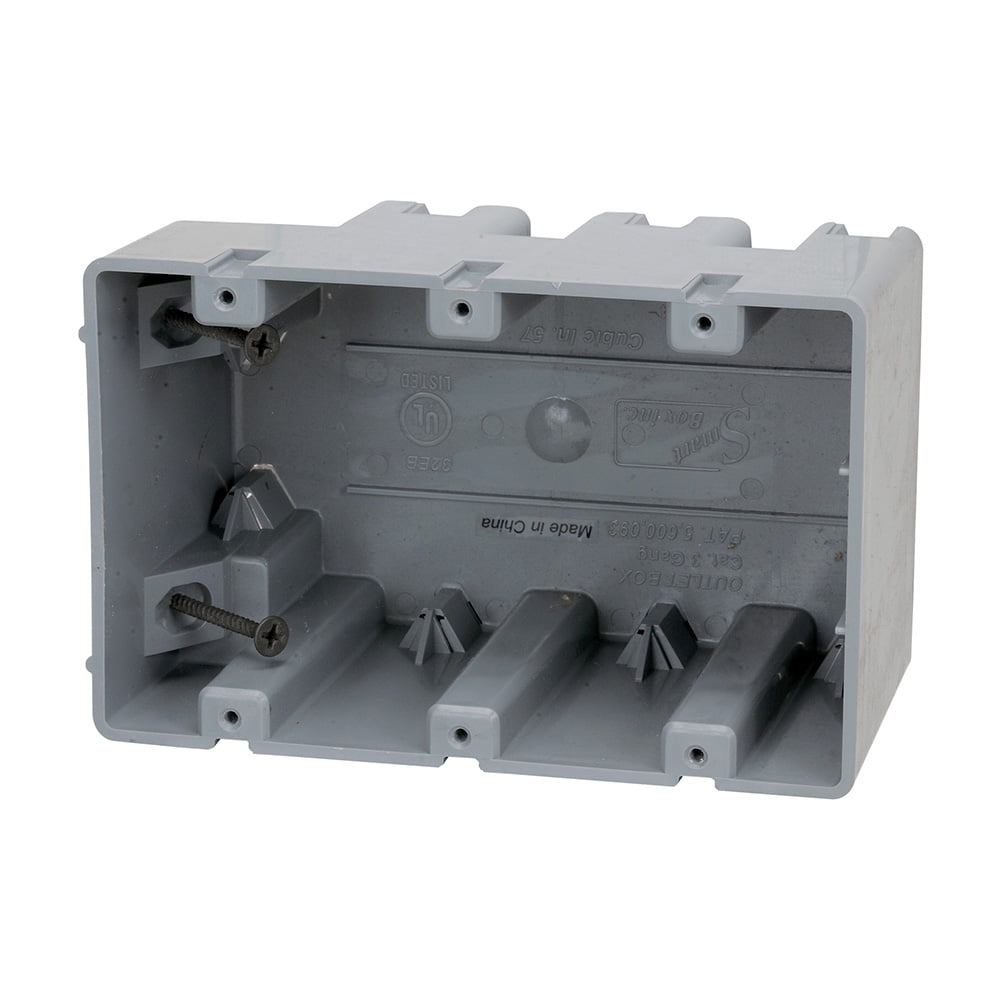 57 cu. in. 3 Gang Electrical Box, Gray