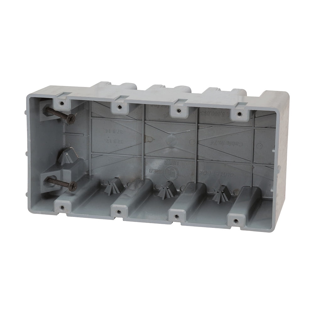 Electrical Box, 74 cu in, Device Box Type, 4 Gangs, PVC