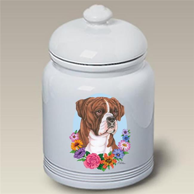 Picture of Best of Breed 92149 Boxer Brindle Uncropped TP Ceramic Doggie Treat Jar